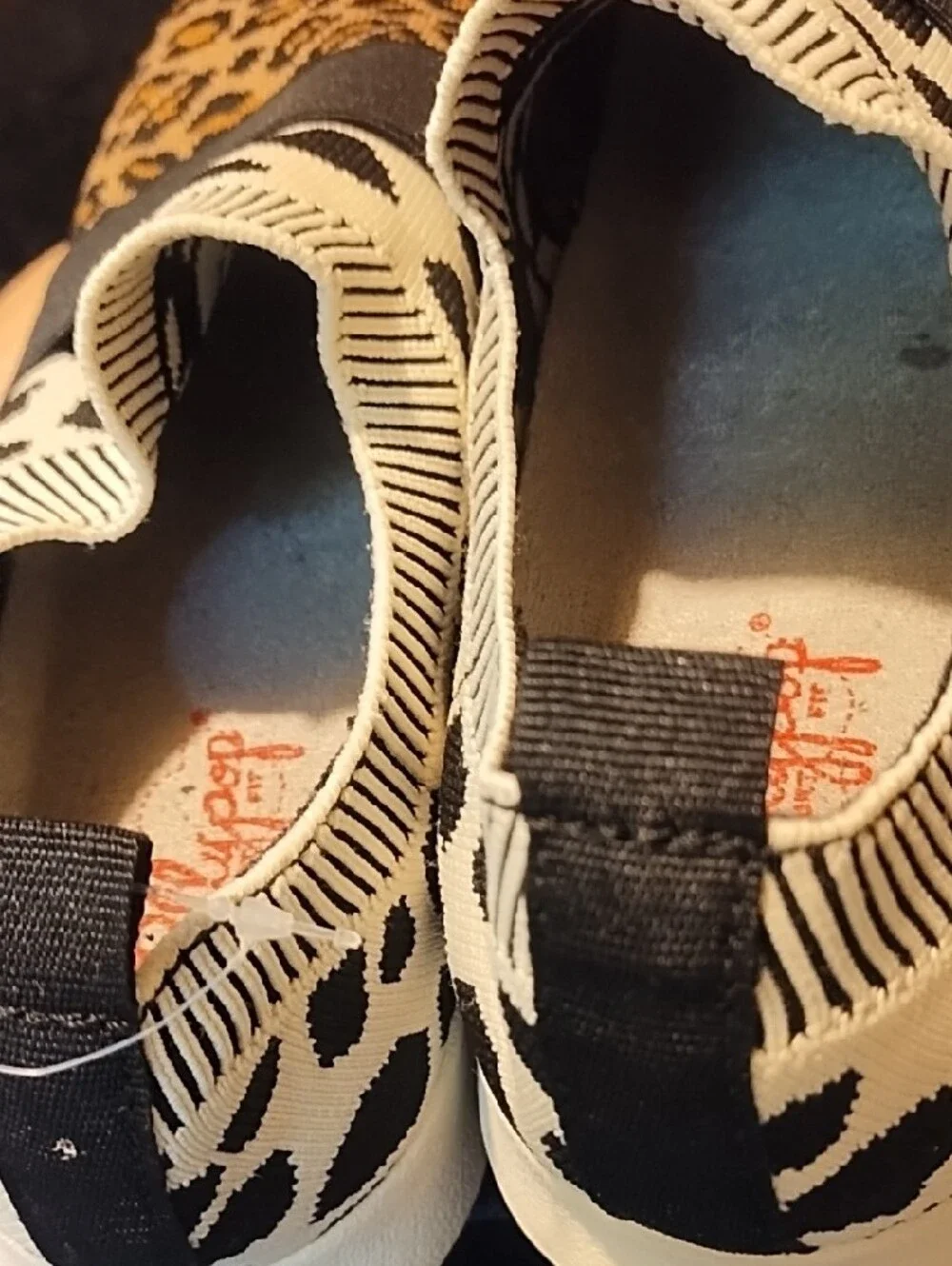 Jellypop Slip-On Mixed Animal Print Sneakers - Black, White & Brown VGC Size 8.5